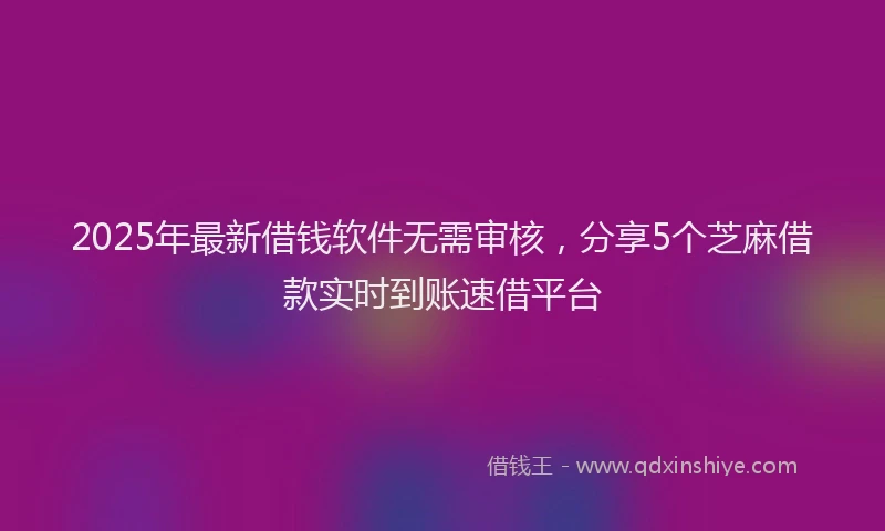 2025年最新借钱软件无需审核，分享5个芝麻借款实时到账速借平台