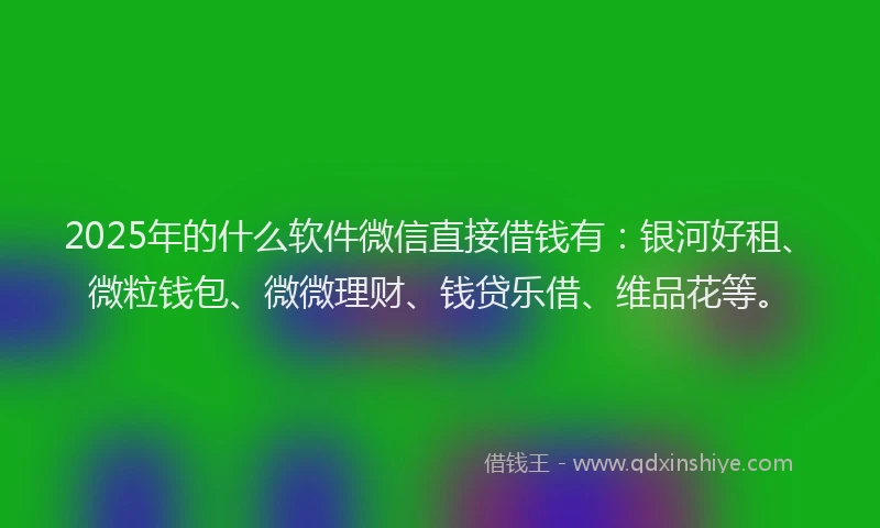 2025年的什么软件微信直接借钱有：银河好租、微粒钱包、微微理财、钱贷乐借、维品花等。
