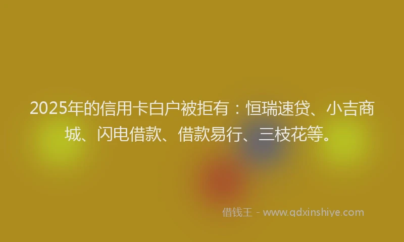 2025年的信用卡白户被拒有：恒瑞速贷、小吉商城、闪电借款、借款易行、三枝花等。