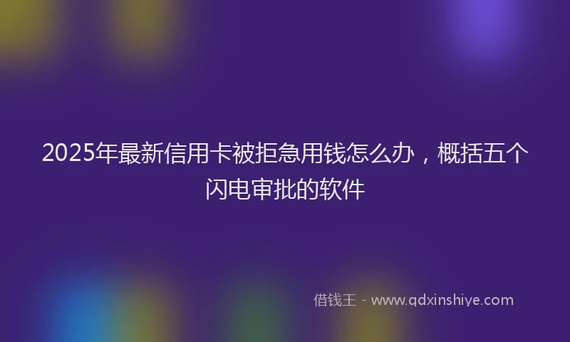2025年最新信用卡被拒急用钱怎么办，概括五个闪电审批的软件