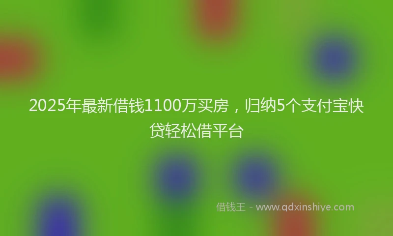 2025年最新借钱1100万买房，归纳5个支付宝快贷轻松借平台