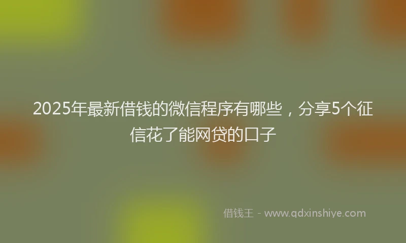 2025年最新借钱的微信程序有哪些，分享5个征信花了能网贷的口子