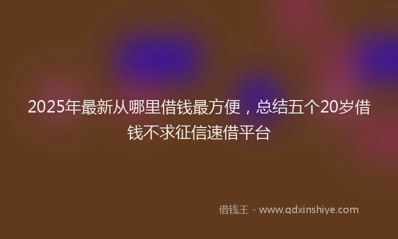 2025年最新从哪里借钱最方便，总结五个20岁借钱不求征信速借平台