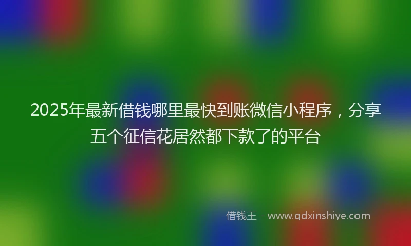 2025年最新借钱哪里最快到账微信小程序，分享五个征信花居然都下款了的平台