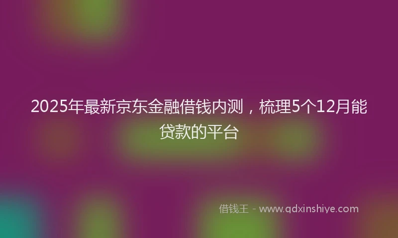 2025年最新京东金融借钱内测，梳理5个12月能贷款的平台