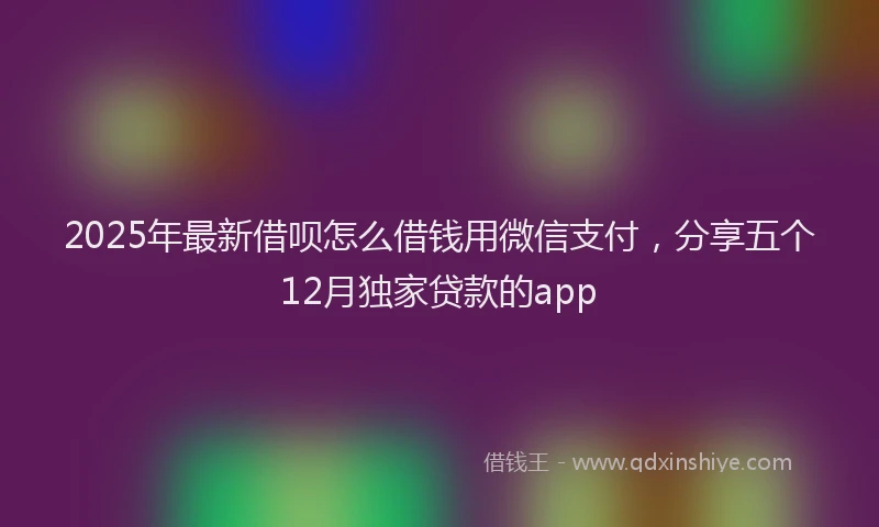 2025年最新借呗怎么借钱用微信支付，分享五个12月独家贷款的app