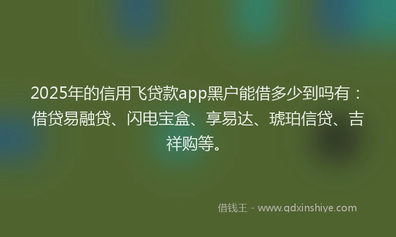 2025年的信用飞贷款app黑户能借多少到吗有：借贷易融贷、闪电宝盒、享易达、琥珀信贷、吉祥购等。