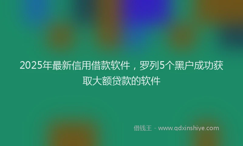2025年最新信用借款软件，罗列5个黑户成功获取大额贷款的软件