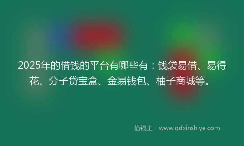 2025年的借钱的平台有哪些有：钱袋易借、易得花、分子贷宝盒、金易钱包、柚子商城等。