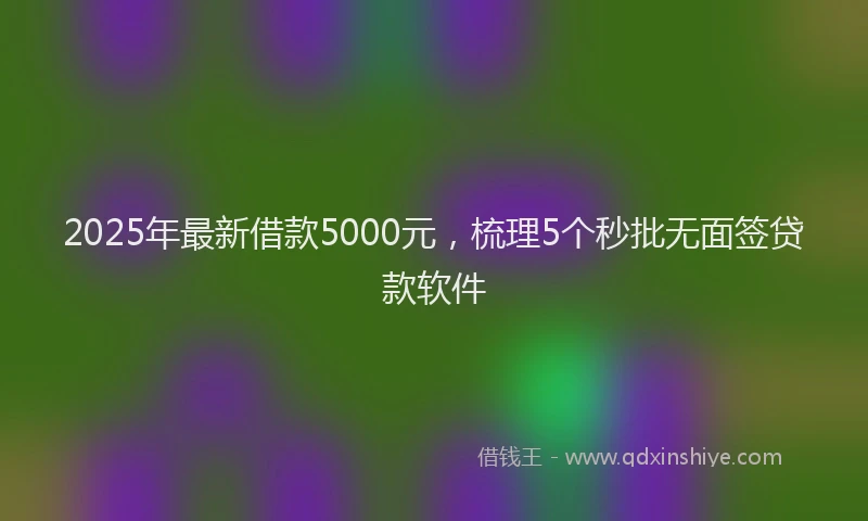 2025年最新借款5000元，梳理5个秒批无面签贷款软件