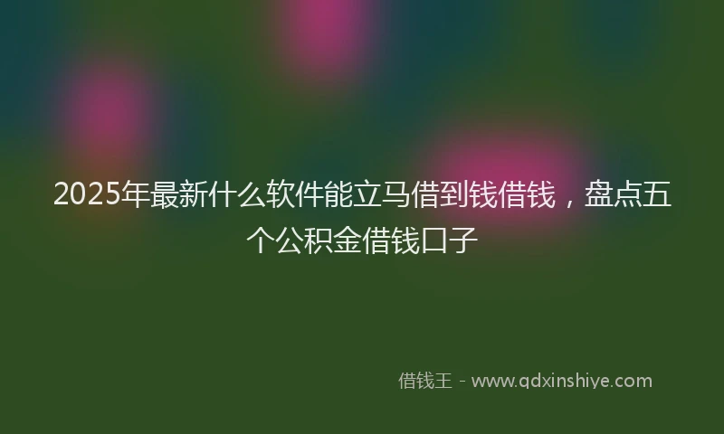 2025年最新什么软件能立马借到钱借钱，盘点五个公积金借钱口子