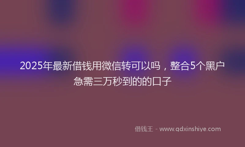 2025年最新借钱用微信转可以吗，整合5个黑户急需三万秒到的的口子