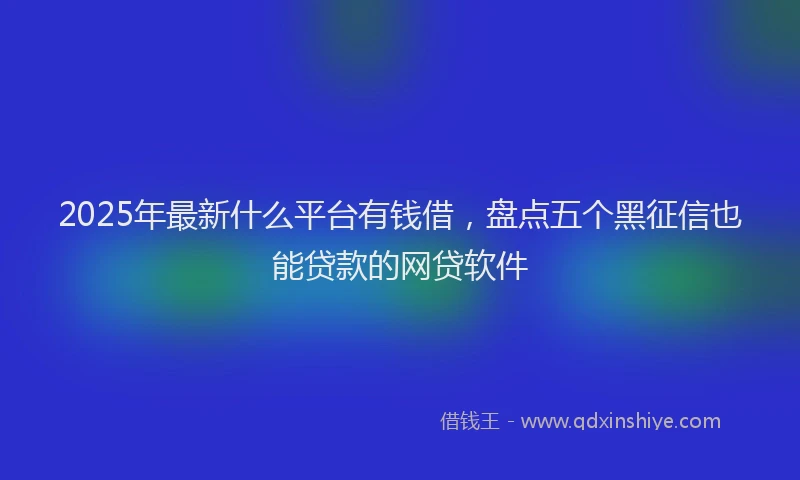 2025年最新什么平台有钱借，盘点五个黑征信也能贷款的网贷软件