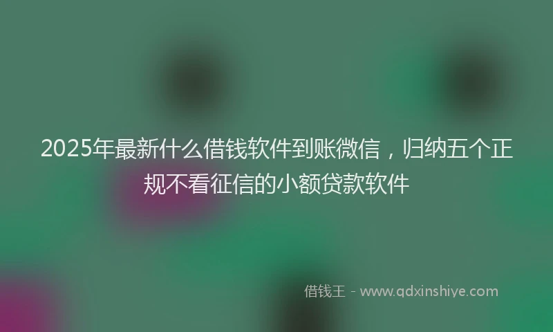 2025年最新什么借钱软件到账微信，归纳五个正规不看征信的小额贷款软件