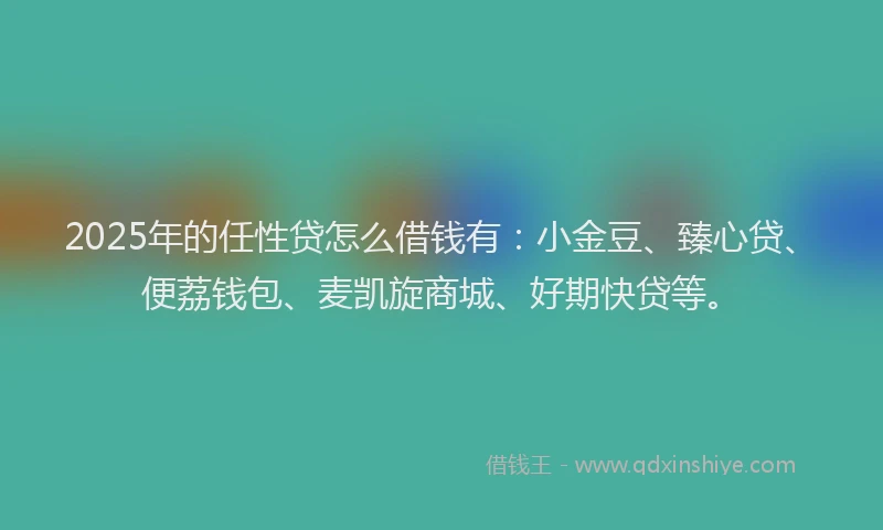 2025年的任性贷怎么借钱有：小金豆、臻心贷、便荔钱包、麦凯旋商城、好期快贷等。