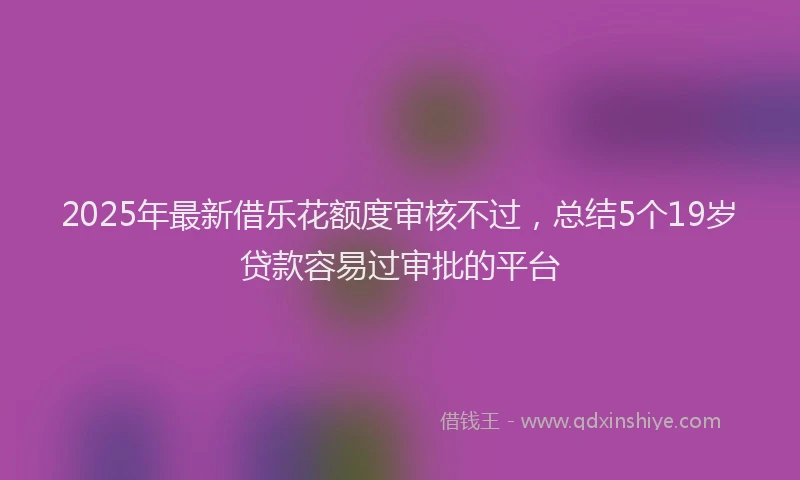2025年最新借乐花额度审核不过，总结5个19岁贷款容易过审批的平台
