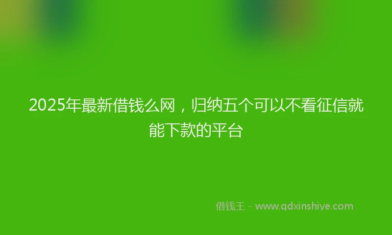 2025年最新借钱么网，归纳五个可以不看征信就能下款的平台