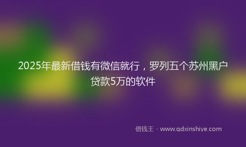 2025年最新借钱有微信就行，罗列五个苏州黑户贷款5万的软件
