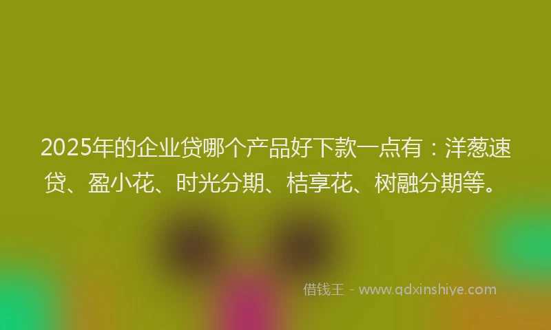 2025年的企业贷哪个产品好下款一点有：洋葱速贷、盈小花、时光分期、桔享花、树融分期等。