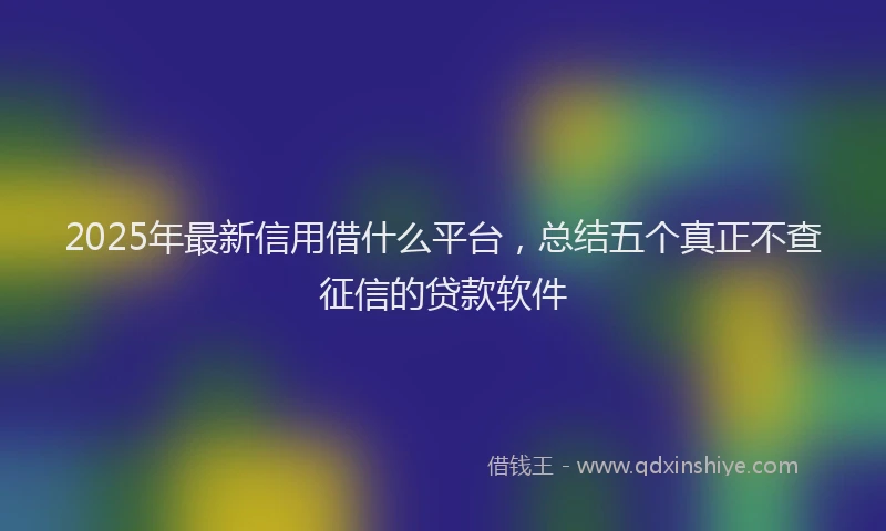 2025年最新信用借什么平台，总结五个真正不查征信的贷款软件
