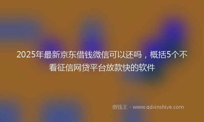 2025年最新京东借钱微信可以还吗，概括5个不看征信网贷平台放款快的软件