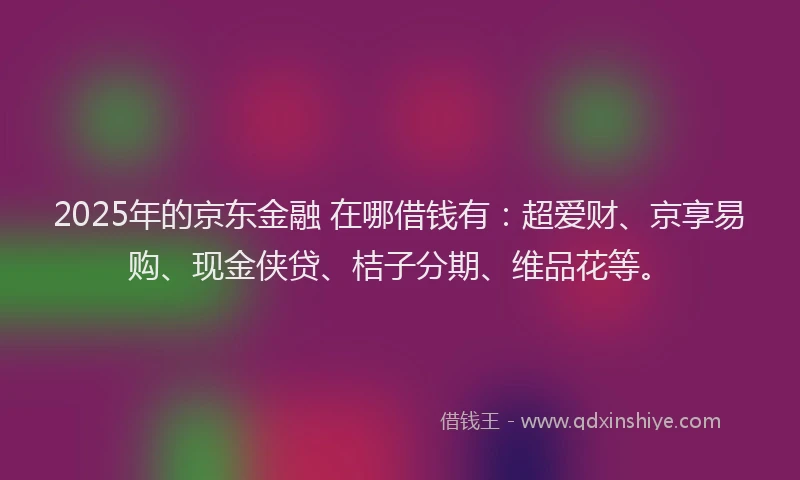 2025年的京东金融 在哪借钱有：超爱财、京享易购、现金侠贷、桔子分期、维品花等。