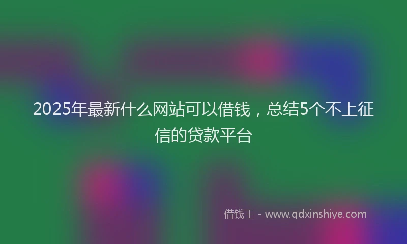 2025年最新什么网站可以借钱，总结5个不上征信的贷款平台