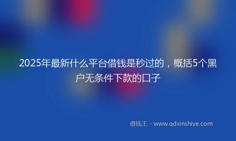 2025年最新什么平台借钱是秒过的，概括5个黑户无条件下款的口子