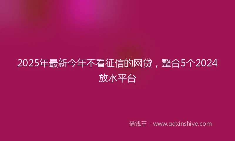 2025年最新今年不看征信的网贷，整合5个2024放水平台