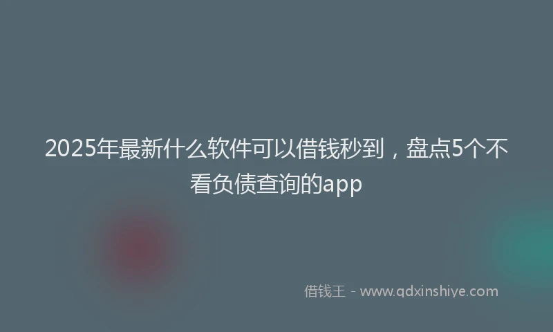 2025年最新什么软件可以借钱秒到，盘点5个不看负债查询的app