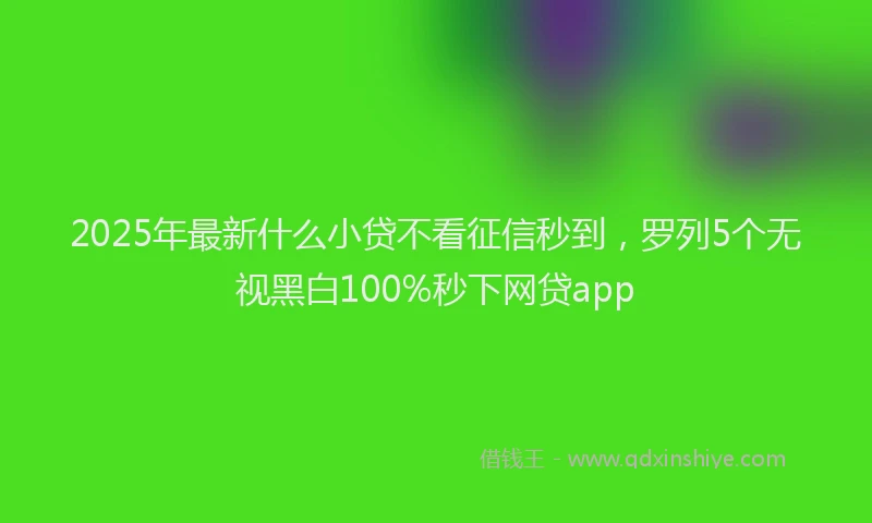 2025年最新什么小贷不看征信秒到，罗列5个无视黑白100%秒下网贷app