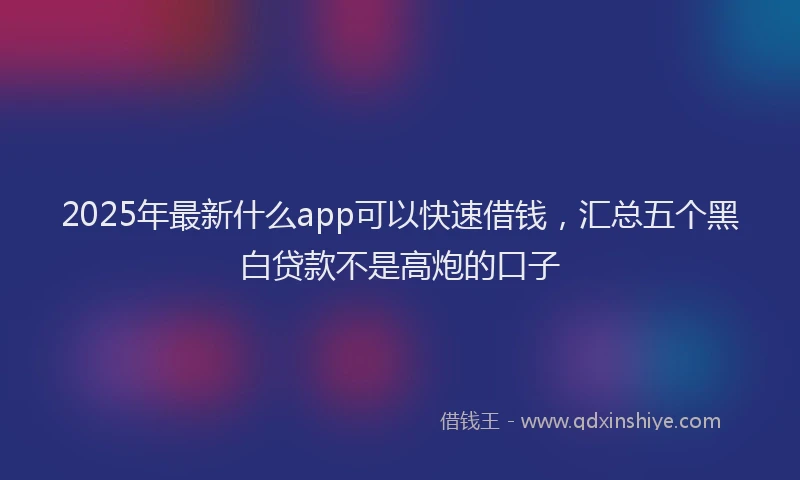 2025年最新什么app可以快速借钱，汇总五个黑白贷款不是高炮的口子