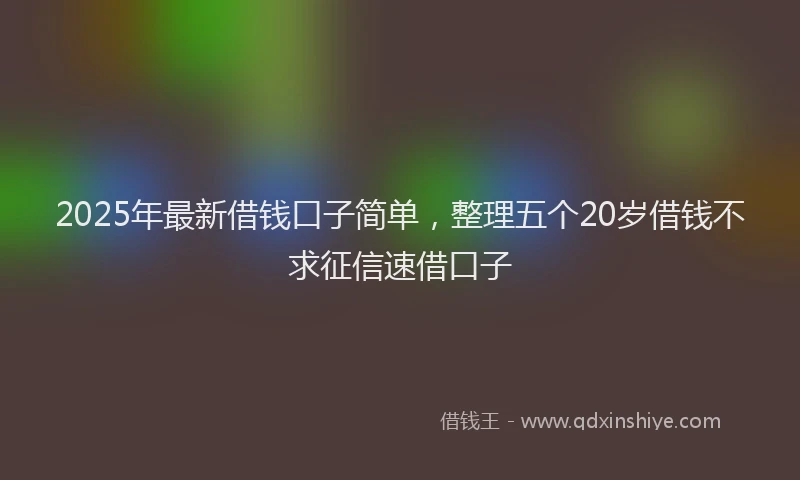 2025年最新借钱口子简单，整理五个20岁借钱不求征信速借口子