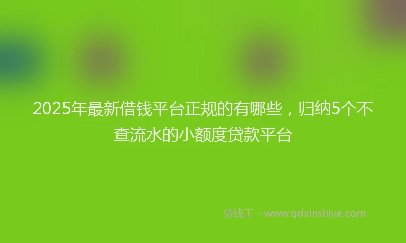 2025年最新借钱平台正规的有哪些，归纳5个不查流水的小额度贷款平台
