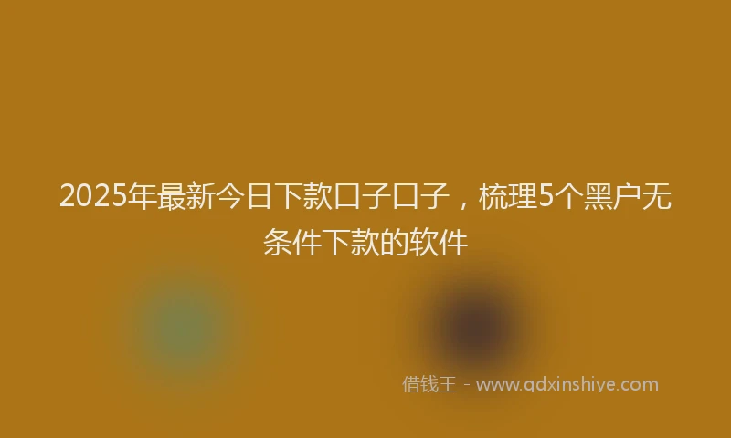 2025年最新今日下款口子口子，梳理5个黑户无条件下款的软件