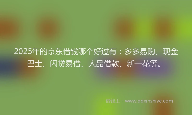 2025年的京东借钱哪个好过有：多多易购、现金巴士、闪贷易借、人品借款、新一花等。