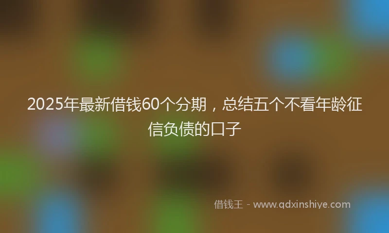 2025年最新借钱60个分期，总结五个不看年龄征信负债的口子
