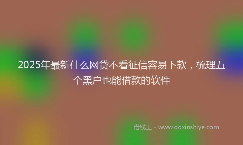 2025年最新什么网贷不看征信容易下款，梳理五个黑户也能借款的软件