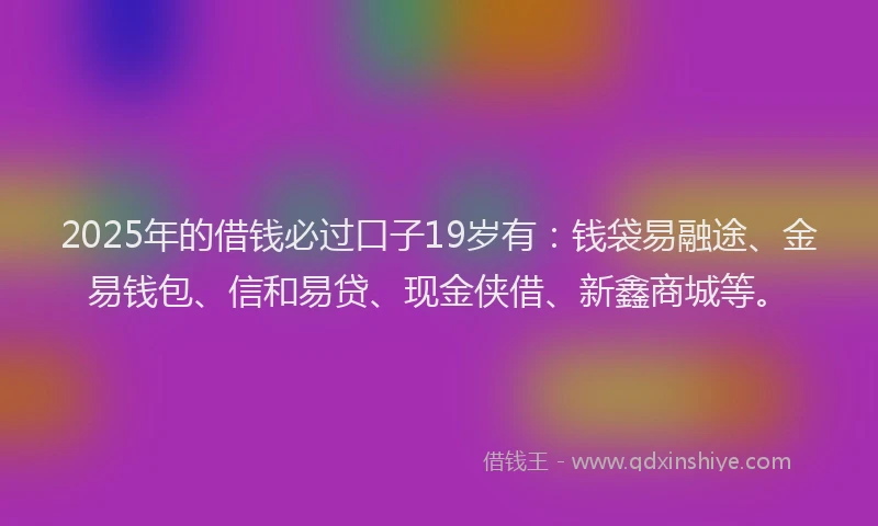 2025年的借钱必过口子19岁有：钱袋易融途、金易钱包、信和易贷、现金侠借、新鑫商城等。