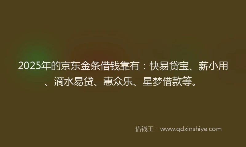 2025年的京东金条借钱靠有：快易贷宝、薪小用、滴水易贷、惠众乐、星梦借款等。