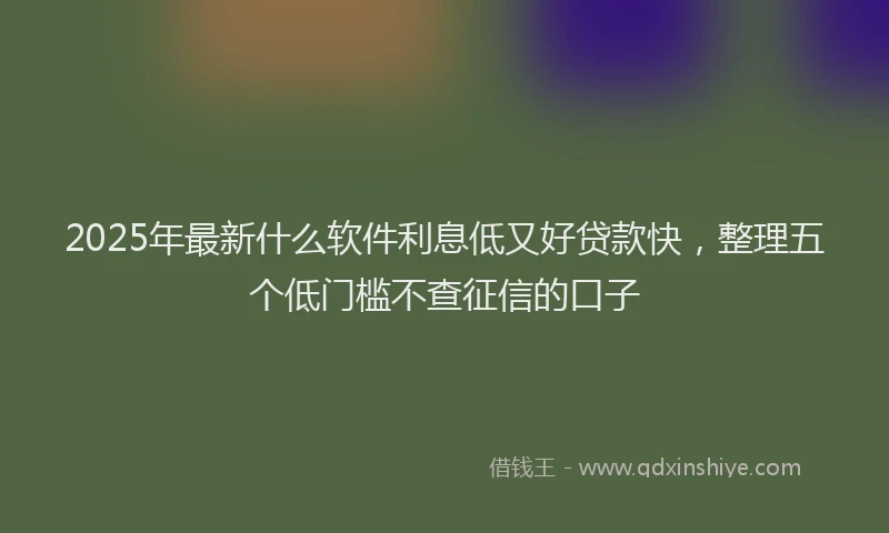 2025年最新什么软件利息低又好贷款快，整理五个低门槛不查征信的口子