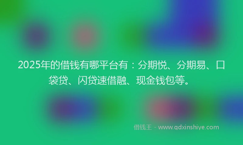 2025年的借钱有哪平台有：分期悦、分期易、口袋贷、闪贷速借融、现金钱包等。