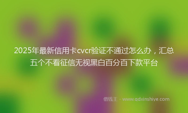 2025年最新信用卡cvcr验证不通过怎么办，汇总五个不看征信无视黑白百分百下款平台