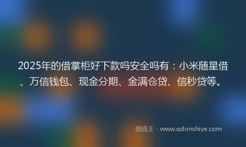 2025年的借掌柜好下款吗安全吗有：小米随星借、万信钱包、现金分期、金满仓贷、信秒贷等。