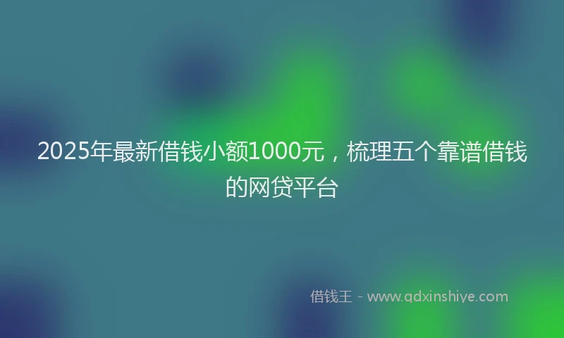 2025年最新借钱小额1000元，梳理五个靠谱借钱的网贷平台