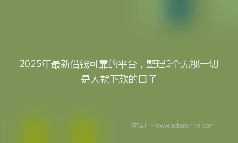 2025年最新借钱可靠的平台，整理5个无视一切是人就下款的口子