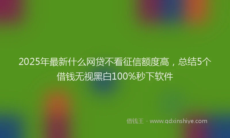 2025年最新什么网贷不看征信额度高，总结5个借钱无视黑白100%秒下软件