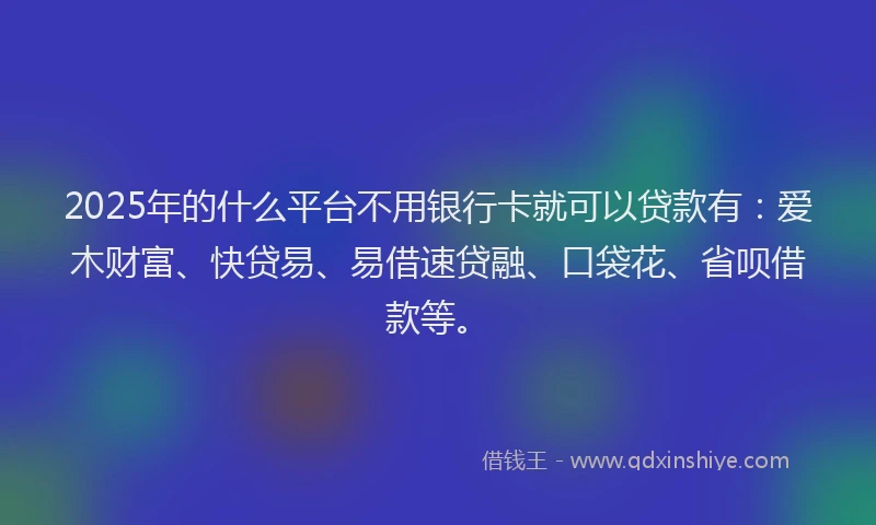 2025年的什么平台不用银行卡就可以贷款有：爱木财富、快贷易、易借速贷融、口袋花、省呗借款等。
