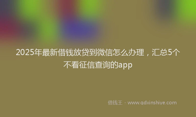 2025年最新借钱放贷到微信怎么办理，汇总5个不看征信查询的app