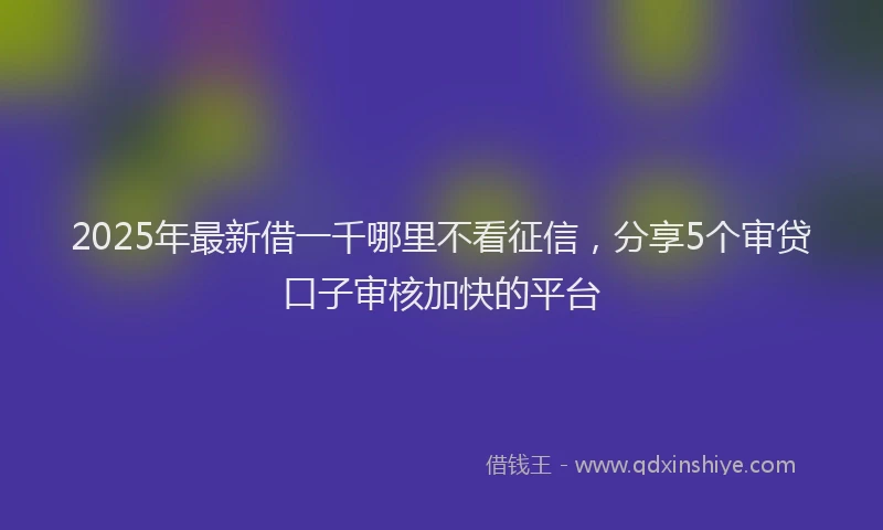 2025年最新借一千哪里不看征信，分享5个审贷口子审核加快的平台